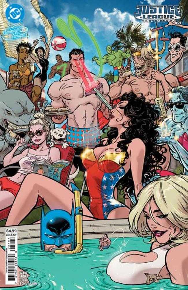 JUSTICE LEAGUE UNLIMITED #21 COVER F KAARE ANDREWS SWIMSUIT CARD STOCK VARIANT